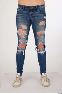  Olivia Sparkle blue jeans with holes casual dressed leg lower body white sneakers 0001.jpg